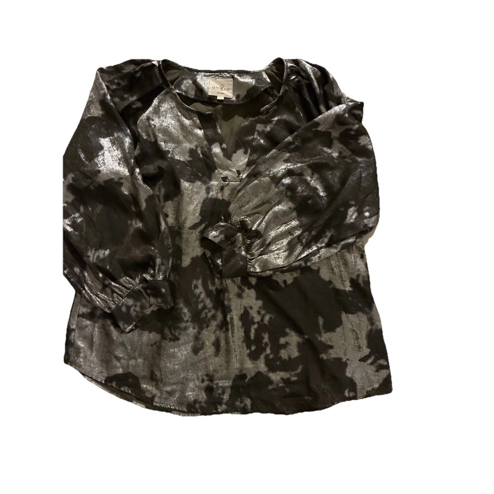 Umgee Women’s Silver Oversized Blouse Tunic Top Size Large